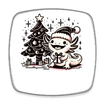 Axolotl Christmas Cute Axolotls Merry Christmas - Square fridge magnet - white - Front