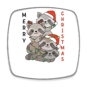 Raccoon Christmas Tree Christmas Raccoon - Square fridge magnet - white - Front