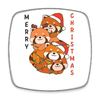 Roter Panda Weihnachtsbaum Weihnachts Tiere - Viereckiger Kühlschrankmagnet - Weiß - Vorne