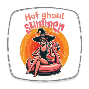 Hot Ghoul Summer Hexenstrand Abenteuer - Viereckiger Kühlschrankmagnet - Weiß - Vorne