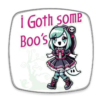 Halloween Goth Girl I Got Ghosts - Square fridge magnet - white - Front