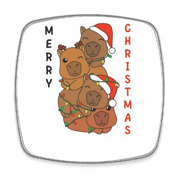 Capybara Christmas Tree Christmas Animals Capybaras - Square fridge magnet - white - Front