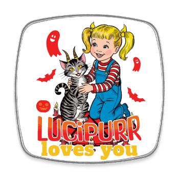 Lucipurr Loves You Sweet Halloween - Square fridge magnet - white - Front