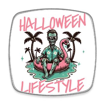 Halloween Lifestyle Cooler Zombie Pool Party - Viereckiger Kühlschrankmagnet - Weiß - Vorne