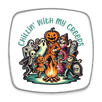 Halloween Spaß Mit Meinen Creeps - Viereckiger Kühlschrankmagnet - Weiß - Vorne