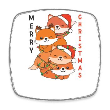 Fox Christmas Tree Christmas Animals Foxes - Square fridge magnet - white - Front