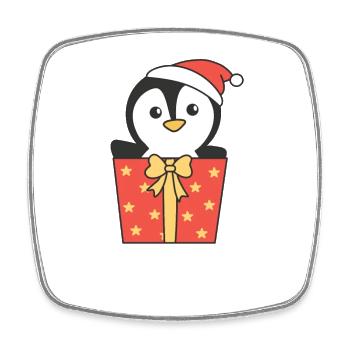 Penguin Christmas Gift Winter Animals - Square fridge magnet - white - Front