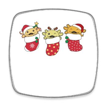Cute Axolotls in Christmas Socks for Christmas - Square fridge magnet - white - Front