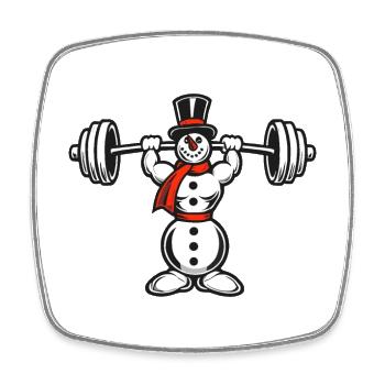 Kraftvoller Schneemann Weihnachten Fitness - Viereckiger Kühlschrankmagnet - Weiß - Vorne