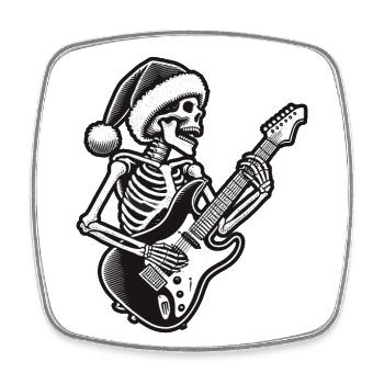 Rockender Weihnachtsskelett Gitarrist - Viereckiger Kühlschrankmagnet - Weiß - Vorne