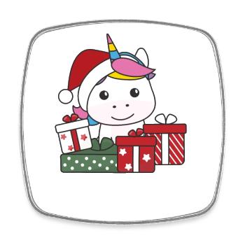 Licorne Cadeau de Noël Animaux d’hiver Licorne - Magnet carré - blanc - Devant