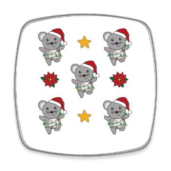 Souris Noël Hiver Animaux Souris - Magnet carré - blanc - Devant