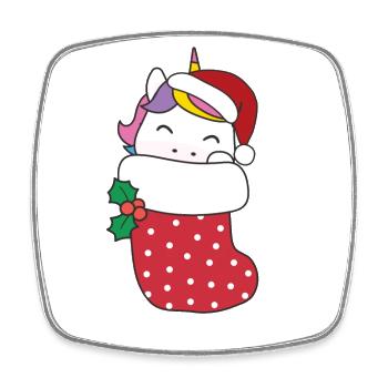 Mignons licornes en chaussettes de Noël pour Noël - Magnet carré - blanc - Devant