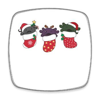 De jolis axolotls en chaussettes de Noël pour Noël - Magnet carré - blanc - Devant