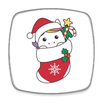 Süße Einhörner in Weihnachtssocke zu Weihnachten - Viereckiger Kühlschrankmagnet - Weiß - Vorne