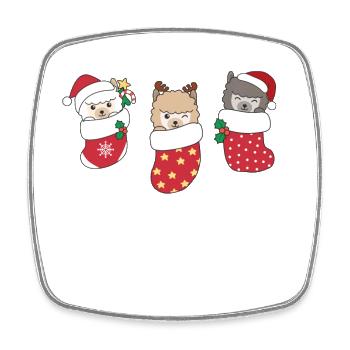 Süße Alpakas in Weihnachtssocke zu Weihnachten - Viereckiger Kühlschrankmagnet - Weiß - Vorne