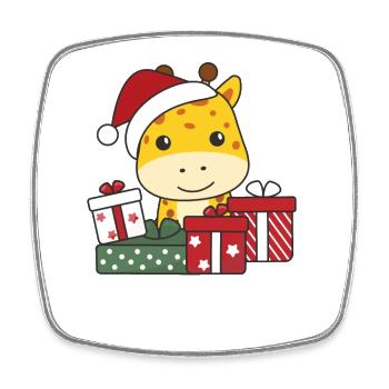 Girafe Cadeau de Noël Animaux d’hiver Girafe - Magnet carré - blanc - Devant