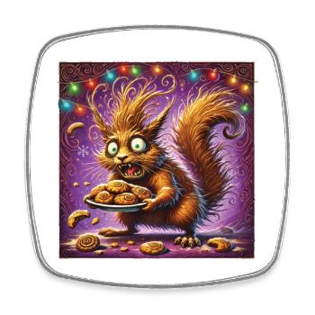 Christmas Stress Funny Mom Squirrel - Square fridge magnet - white - Front