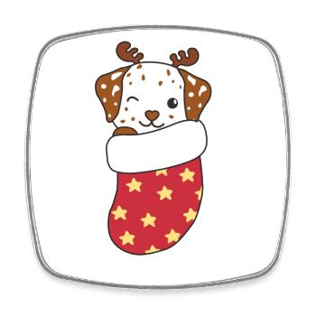 Cute dogs in Christmas socks for Christmas - Square fridge magnet - white - Front