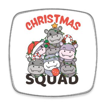 Hippo Christmas Tree Christmas Squad Hippos - Square fridge magnet - white - Front