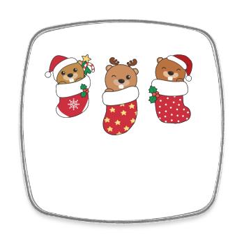 Süße Bibern in Weihnachtssocke zu Weihnachten - Viereckiger Kühlschrankmagnet - Weiß - Vorne