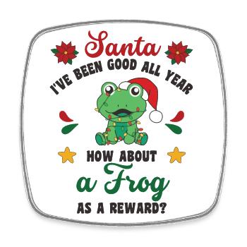 Ich will ein Frosch zu Weihnachten süße Frösche - Viereckiger Kühlschrankmagnet - Weiß - Vorne
