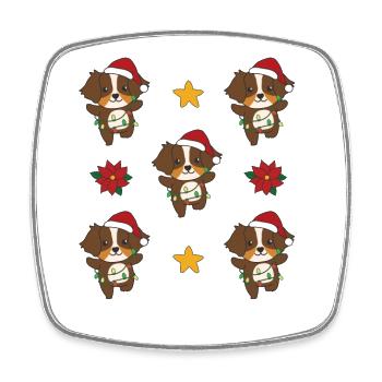Berger Australien Noël Animaux d’hiver - Magnet carré - blanc - Devant