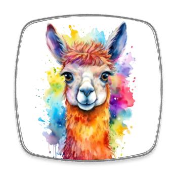 Llama or Alpaca Watercolor Illustration - Square fridge magnet - white - Front