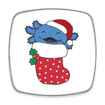 De jolis axolotls en chaussettes de Noël pour Noël - Magnet carré - blanc - Devant