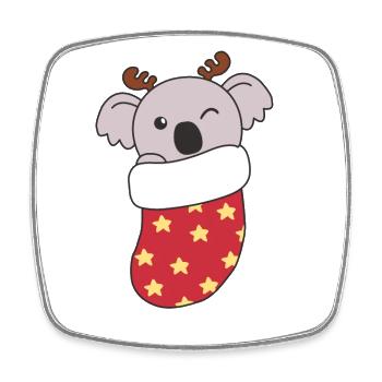 Mignon Koala en chaussette de Noël pour Koala de Noël - Magnet carré - blanc - Devant