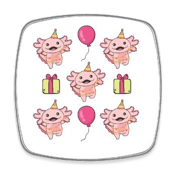 Axolotl for Birthday for Kids One Birthday - Square fridge magnet - white - Front