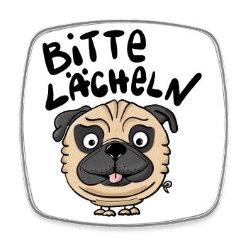 Mops Lächeln - Viereckiger Kühlschrankmagnet - Weiß - Vorne