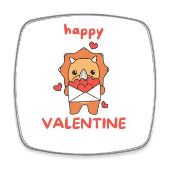 Tricératops pour la Saint-Valentin animaux mignons avec des cœurs - Magnet carré - blanc - Devant