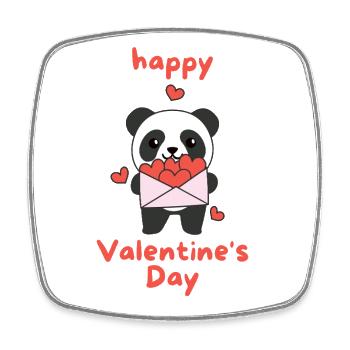 Saint-Valentin Panda Animaux mignons avec des coeurs - Magnet carré - blanc - Devant