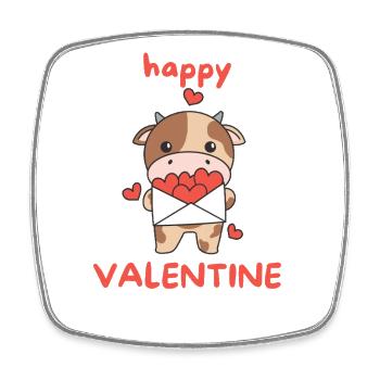 Kuh zum Valentinstag süße Tiere mit Herzen - Viereckiger Kühlschrankmagnet - Weiß - Vorne