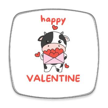 Kuh zum Valentinstag süße Tiere mit Herzen - Viereckiger Kühlschrankmagnet - Weiß - Vorne