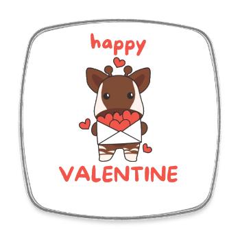 Okapi for Valentine's Day cute animals with hearts - Square fridge magnet - white - Front