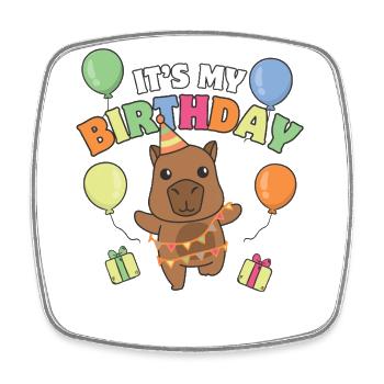 Capybara zum Geburtstag für Kinder it's my - Viereckiger Kühlschrankmagnet - Weiß - Vorne
