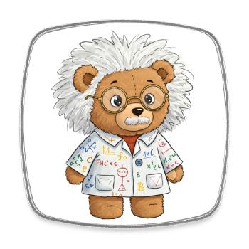 Teddy Bear Scientist - Square fridge magnet - white - Front