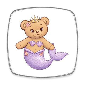 Ours en peluche Sirène - Magnet carré - blanc - Devant