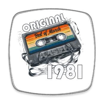 44ème anniversaire cadeau mari cassette mars 1981 - Magnet carré - blanc - Devant