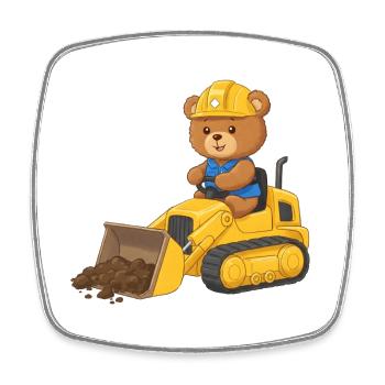 Teddy Bear Construction Worker - Square fridge magnet - white - Front