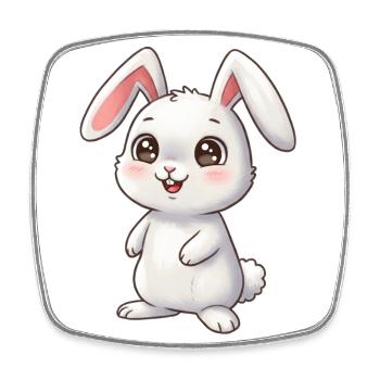 Animal Cartoon Bunny - Square fridge magnet - white - Front