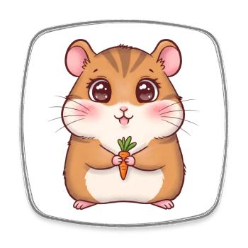 Animal Cartoon Hamster - Square fridge magnet - white - Front