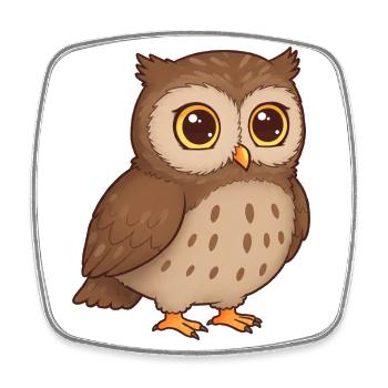 Animal Dessin Animé Hibou - Magnet carré - blanc - Devant