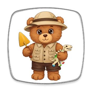 Teddy Bear Archaeologist - Square fridge magnet - white - Front