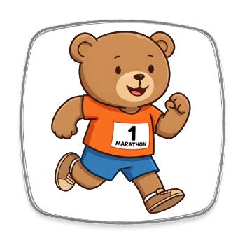 Teddybär Marathonläufer - Viereckiger Kühlschrankmagnet - Weiß - Vorne