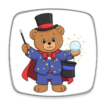 Teddybär Zauberer - Viereckiger Kühlschrankmagnet - Weiß - Vorne