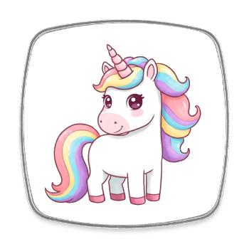 Tier Cartoon Einhorn - Viereckiger Kühlschrankmagnet - Weiß - Vorne