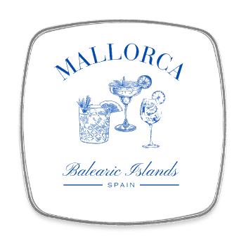 Mallorca Balearic Island Drinking Cocktail Party - Square fridge magnet - white - Front